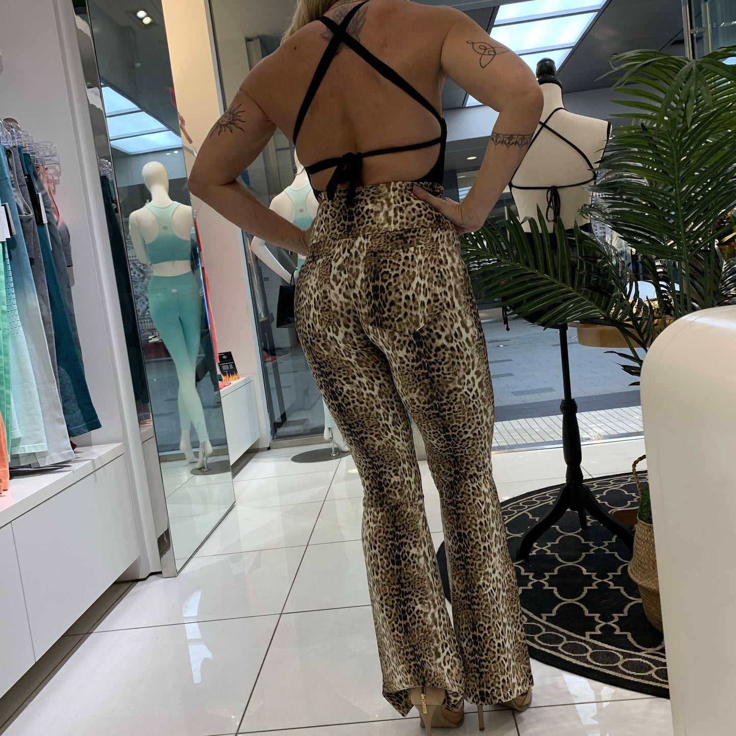 Golden Leopard Flare Pants - Shop Alis Sportswear