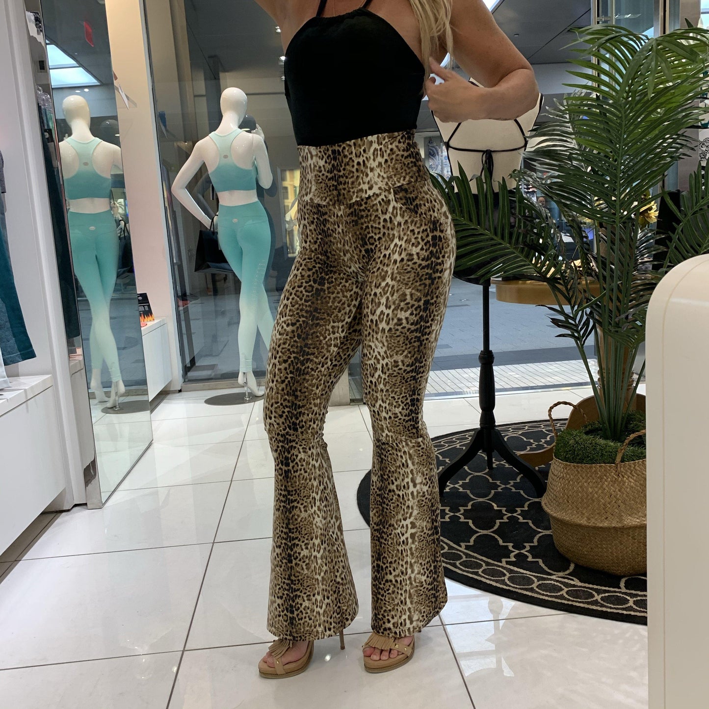 Golden Leopard Flare Pants - Shop Alis Sportswear