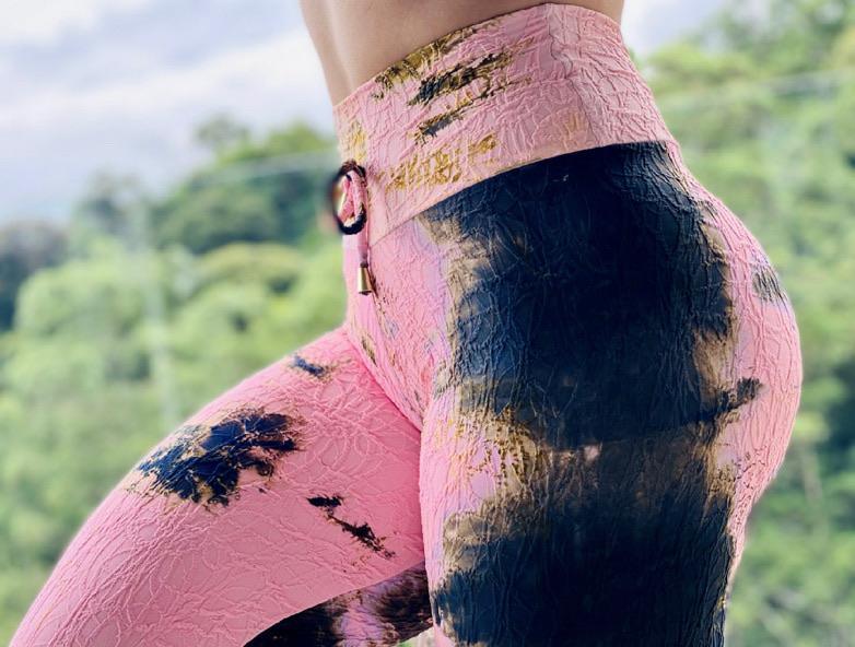 Textured Tie-Dye Pink+Green Leggings - Shop Alis Sportswear